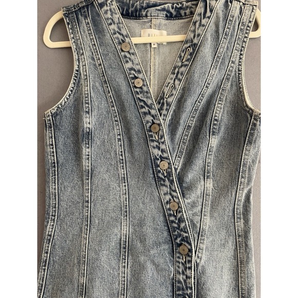 RAILS Women M Cascade Dress Strand Denim Frayed Hem Stretch Asymmetric‎ Button - Picture 4 of 13